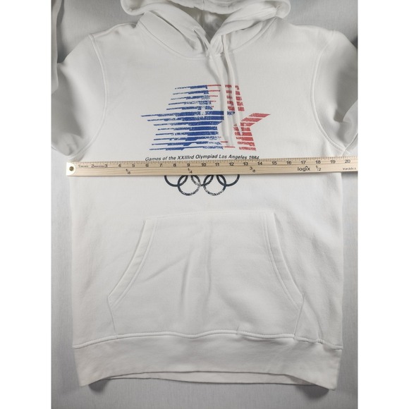 Heritage 1984 Los Angeles Olympics Hoodie White Graphic Sweatshirt Mens Medium - Picture 3 of 8